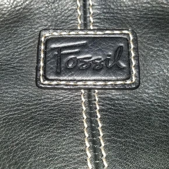 FOSSIL Black Brown Gold Patch Leather Crossbody - Picture 3 of 7